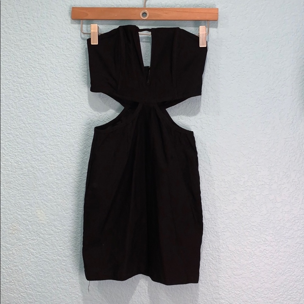 Sexy strapless black cocktail dress